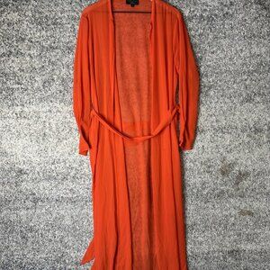 Michael Costello‎ X Revolve Duster Cardigan Womens Small Orange Sheer Cover Up